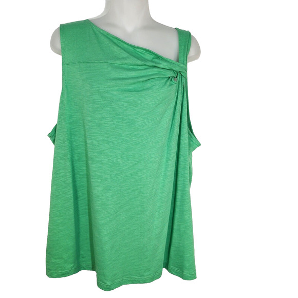 Sanctuary Womens Tank Top Size 1X Asymmetrical Better Half Slub Sleeveless Green - Picture 1 of 7